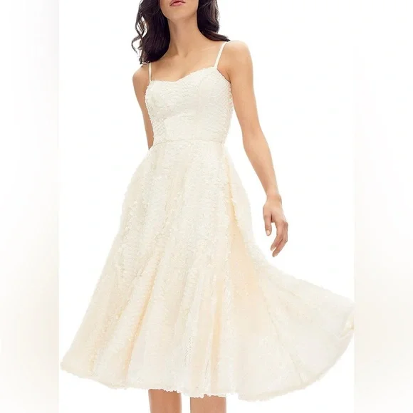 white christmas dresses Clarisa Lace Midi Dress — Vintage Cream main image 1